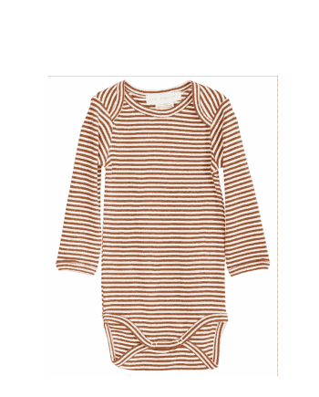 Økologisk Brun Stribet Baby Body – Komfort og Stil