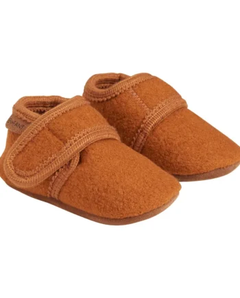 Orange Uld Babysko i Læder - Perfekte til Indendørs Leg