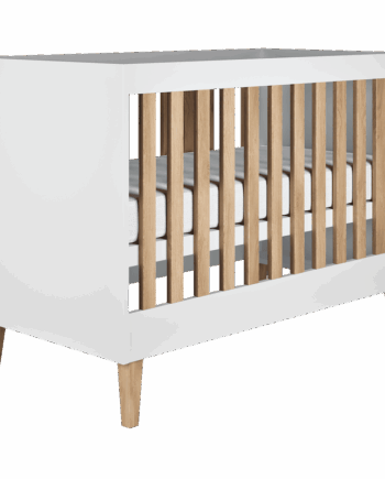 Elegant Hvid Kubi Babyseng med Justerbar Højde – Tilbud!