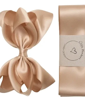 Little Wonders Dåbsbånd Bellis Silke Satin Tan - Little Wonders Babyrum  - 5714585046210