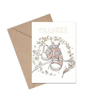 Tillykke Baby Pige Converse Sko Kort - Mouse & Pen Babyrum